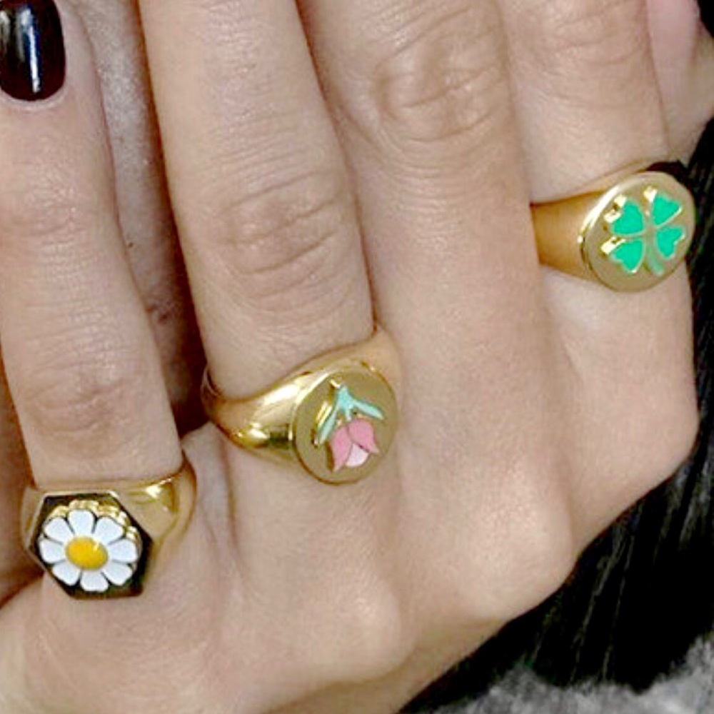 DAISY, TULIP, YING-YANG, CLOVER SIGNET RINGS